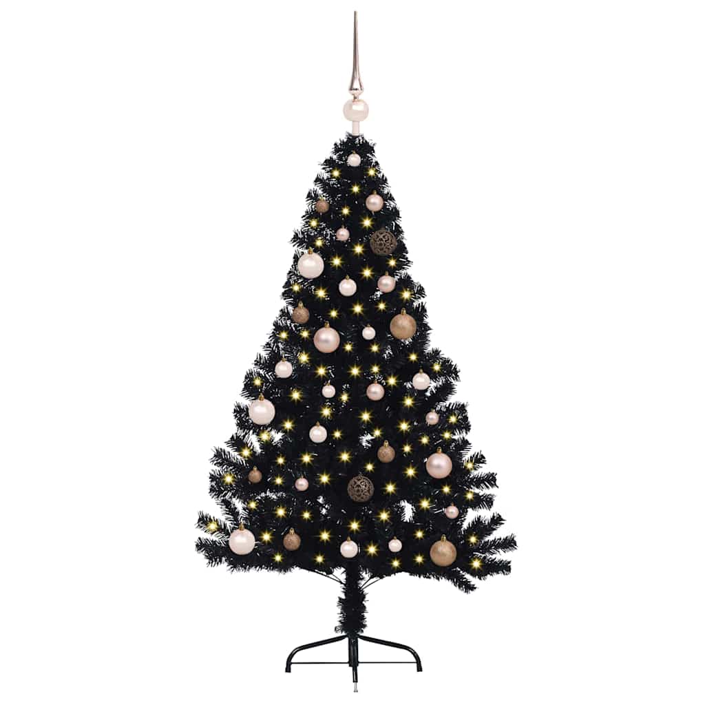 Kunstmatig Voorverlicht Kerstboom met 150 LED Zwart 150 cm PVC