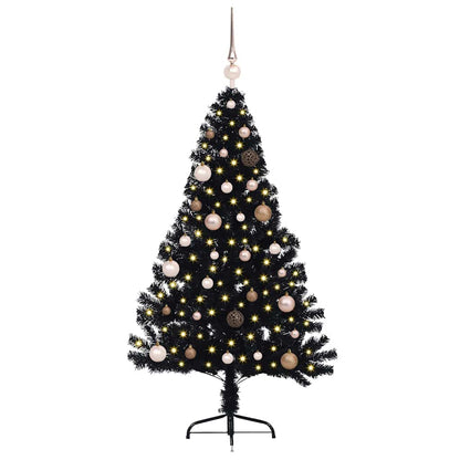 Kunstmatig Voorverlicht Kerstboom met 150 LED Zwart 150 cm PVC