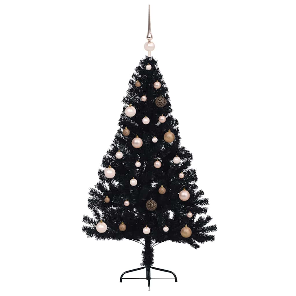 Kunstmatig Voorverlicht Kerstboom met 150 LED Zwart 150 cm PVC