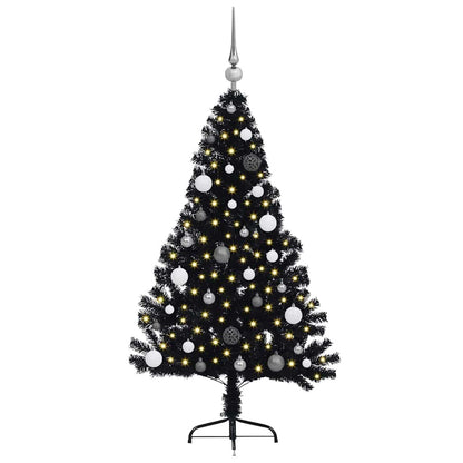 Kunstmatig Voorverlicht Kerstboom met 150 LED Zwart 150 cm PVC