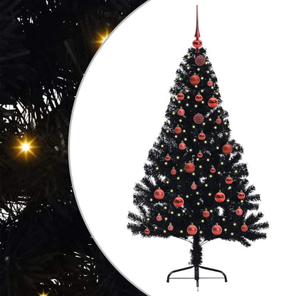 Kunstmatig Voorverlicht Kerstboom met 150 LED Zwart 150 cm PVC