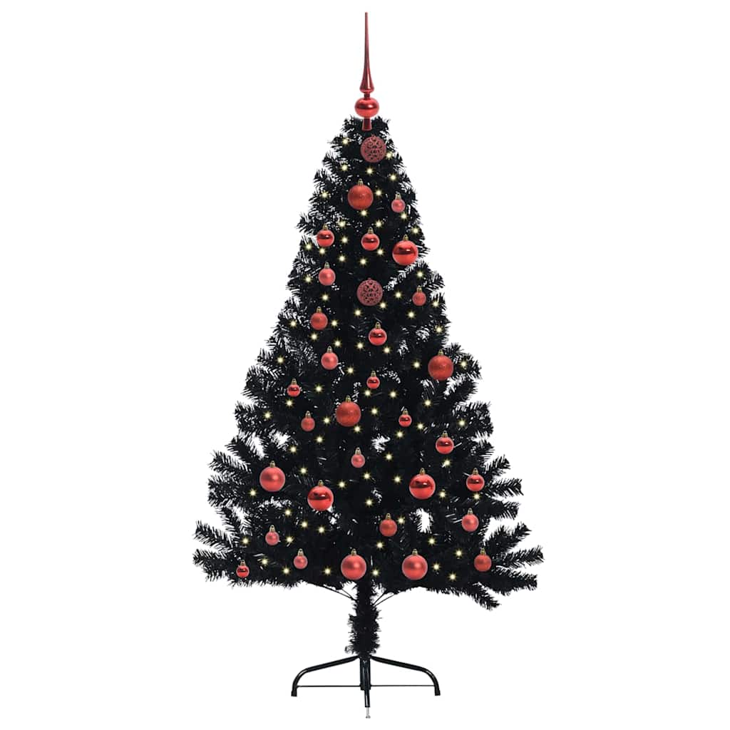 Kunstmatig Voorverlicht Kerstboom met 150 LED Zwart 150 cm PVC