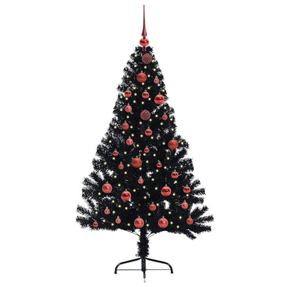 Kunstmatig Voorverlicht Kerstboom met 150 LED Zwart 150 cm PVC