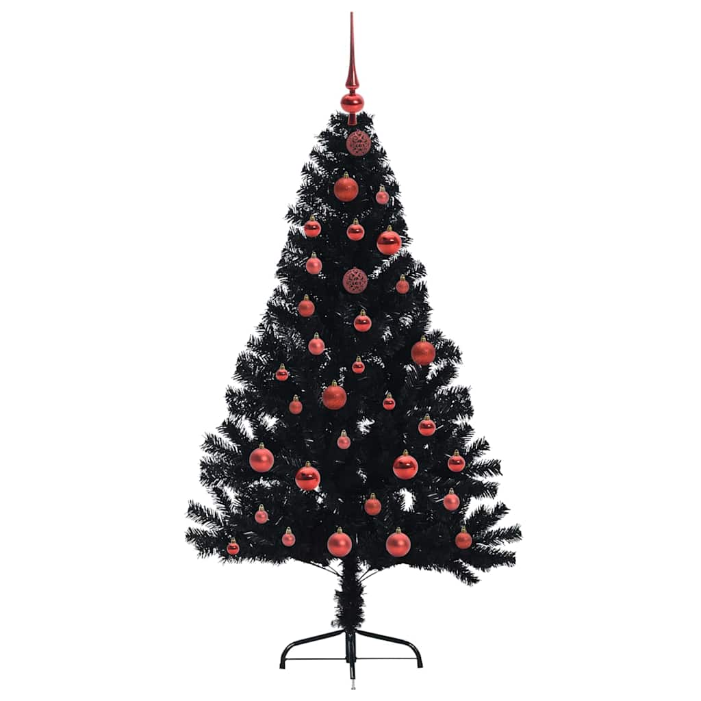 Kunstmatig Voorverlicht Kerstboom met 150 LED Zwart 150 cm PVC