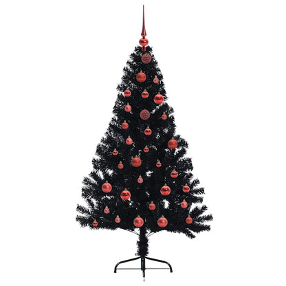 Kunstmatig Voorverlicht Kerstboom met 150 LED Zwart 150 cm PVC