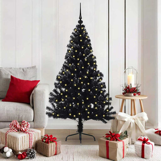 Kunstmatig Voorverlicht Kerstboom met 150 LED Zwart 150 cm PVC