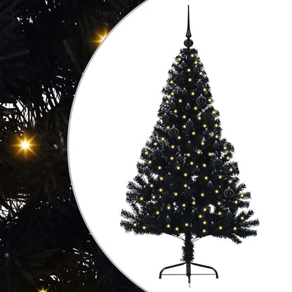 Kunstmatig Voorverlicht Kerstboom met 150 LED Zwart 150 cm PVC