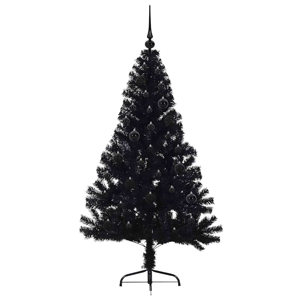 Kunstmatig Voorverlicht Kerstboom met 150 LED Zwart 150 cm PVC