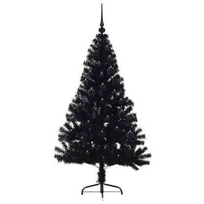 Kunstmatig Voorverlicht Kerstboom met 150 LED Zwart 150 cm PVC