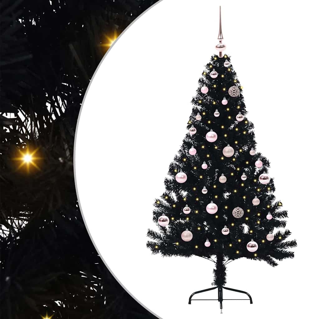 Kunstmatig Voorverlicht Kerstboom met 150 LED Zwart 150 cm PVC