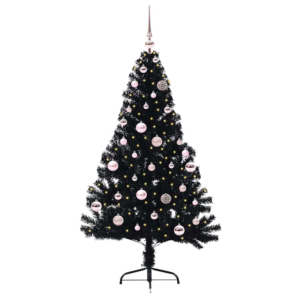 Kunstmatig Voorverlicht Kerstboom met 150 LED Zwart 150 cm PVC