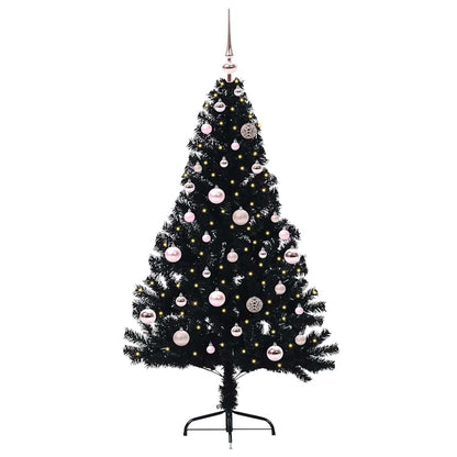 Kunstmatig Voorverlicht Kerstboom met 150 LED Zwart 150 cm PVC
