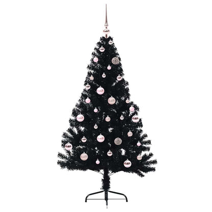 Kunstmatig Voorverlicht Kerstboom met 150 LED Zwart 150 cm PVC
