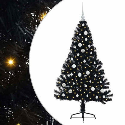 Kunstmatig Voorverlicht Kerstboom met 150 LED Zwart 150 cm PVC