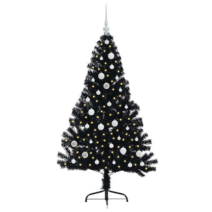 Kunstmatig Voorverlicht Kerstboom met 150 LED Zwart 150 cm PVC