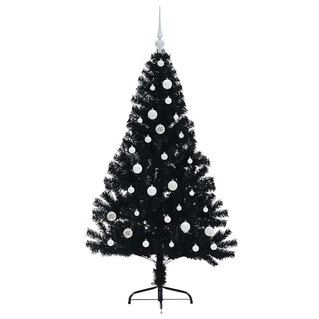 Kunstmatig Voorverlicht Kerstboom met 150 LED Zwart 150 cm PVC