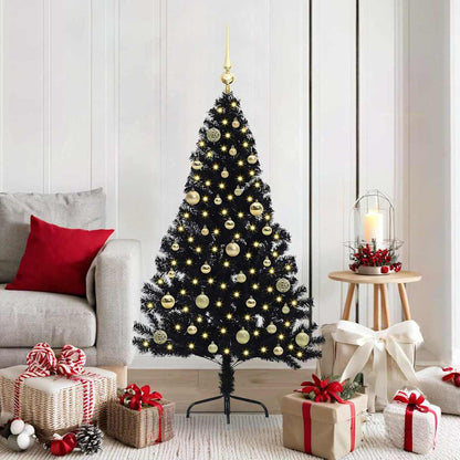 Kunstmatig Voorverlicht Kerstboom met 150 LED Zwart 150 cm PVC