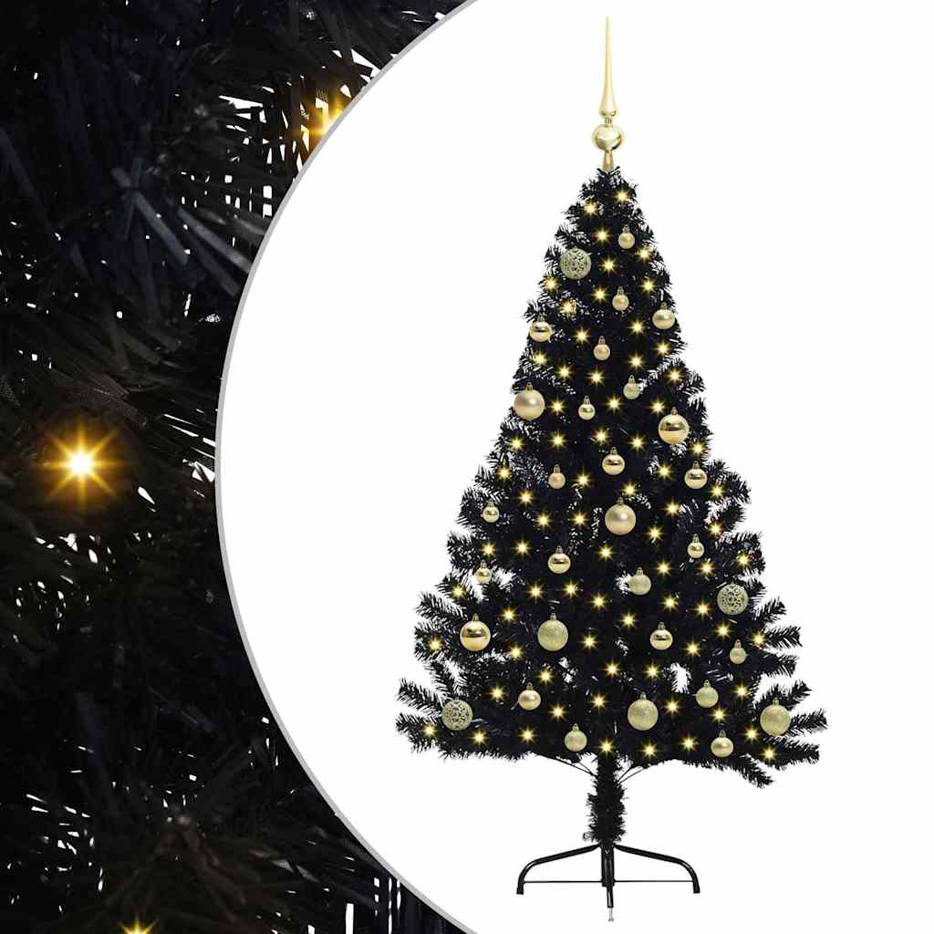 Kunstmatig Voorverlicht Kerstboom met 150 LED Zwart 150 cm PVC