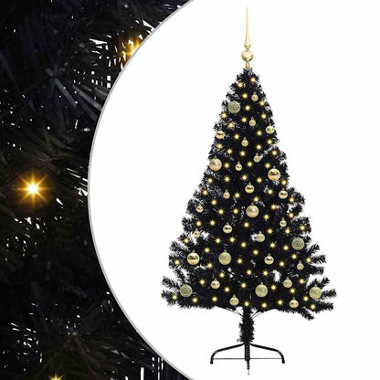 Kunstmatig Voorverlicht Kerstboom met 150 LED Zwart 150 cm PVC