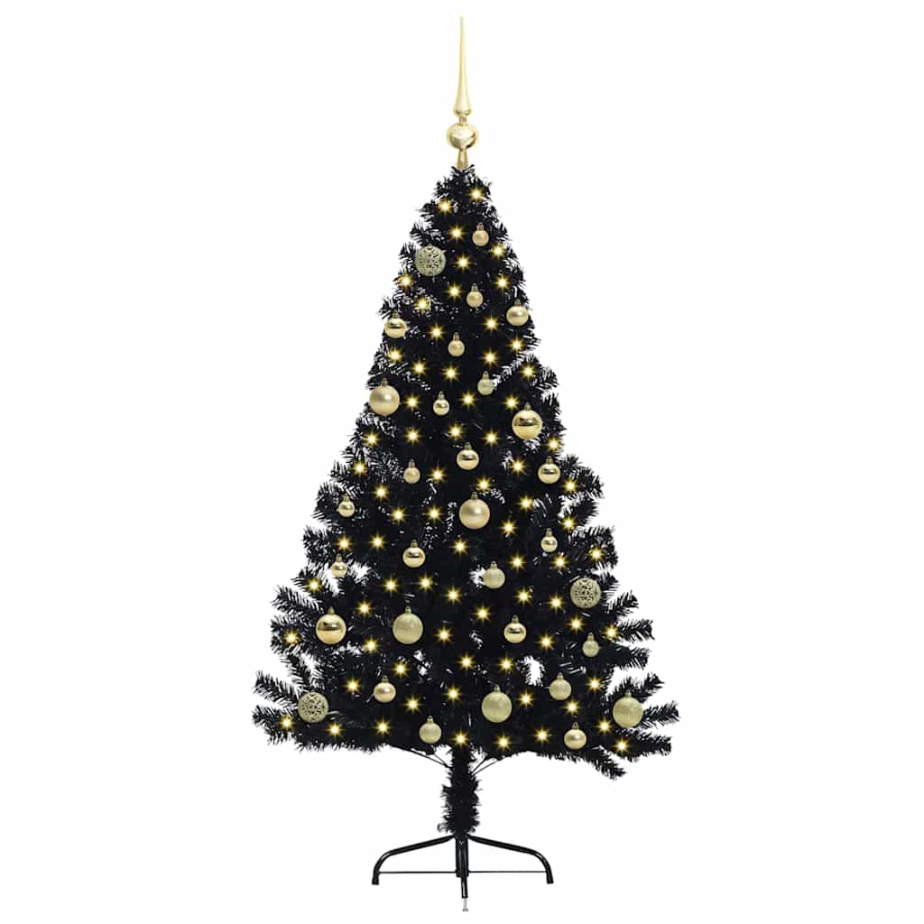 Kunstmatig Voorverlicht Kerstboom met 150 LED Zwart 150 cm PVC