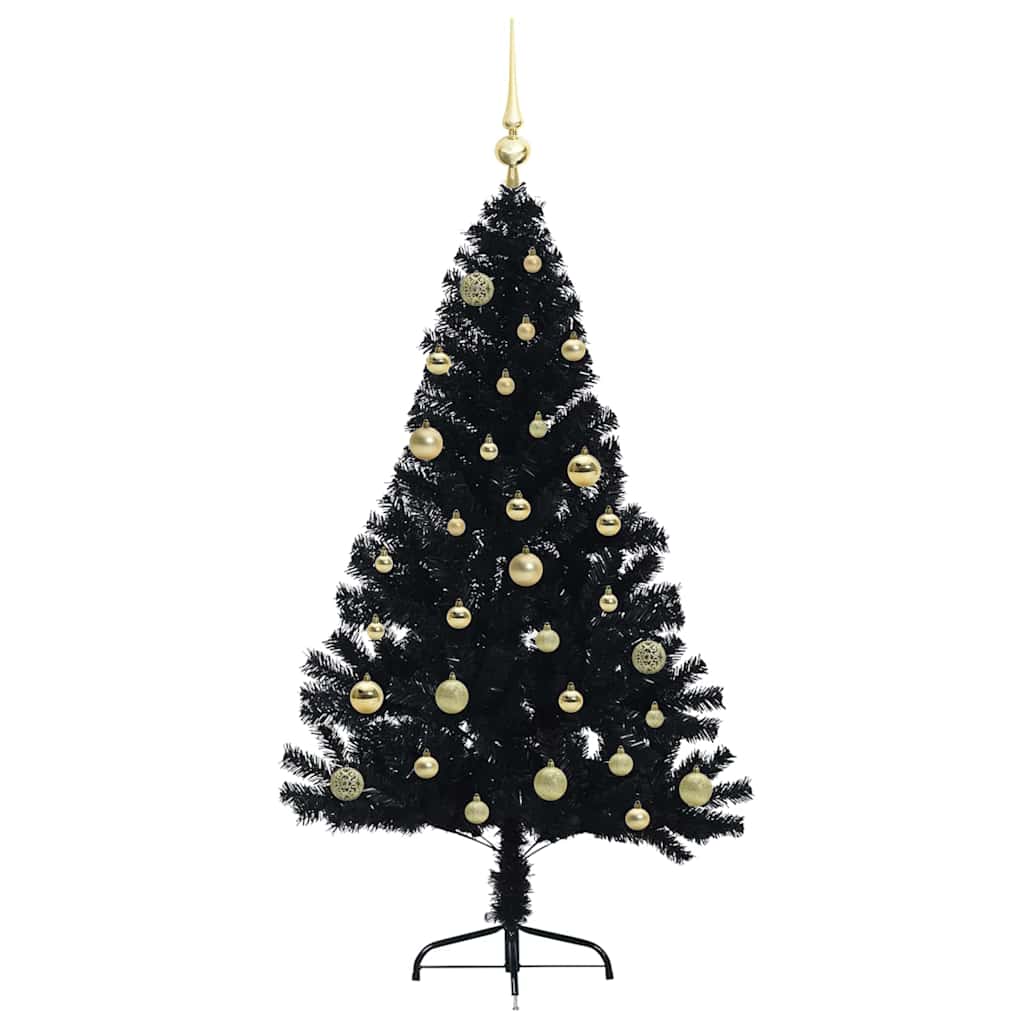 Kunstmatig Voorverlicht Kerstboom met 150 LED Zwart 150 cm PVC