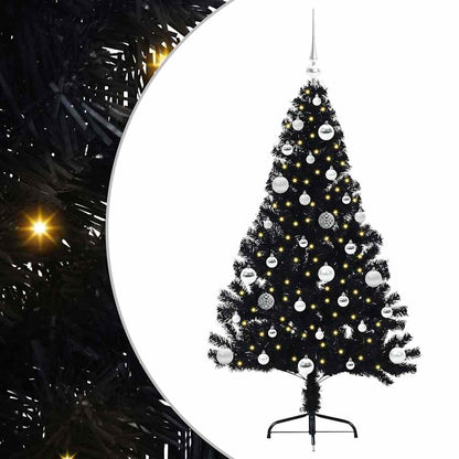Kunstmatig Voorverlicht Kerstboom met 150 LED Zwart 150 cm PVC