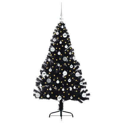 Kunstmatig Voorverlicht Kerstboom met 150 LED Zwart 150 cm PVC
