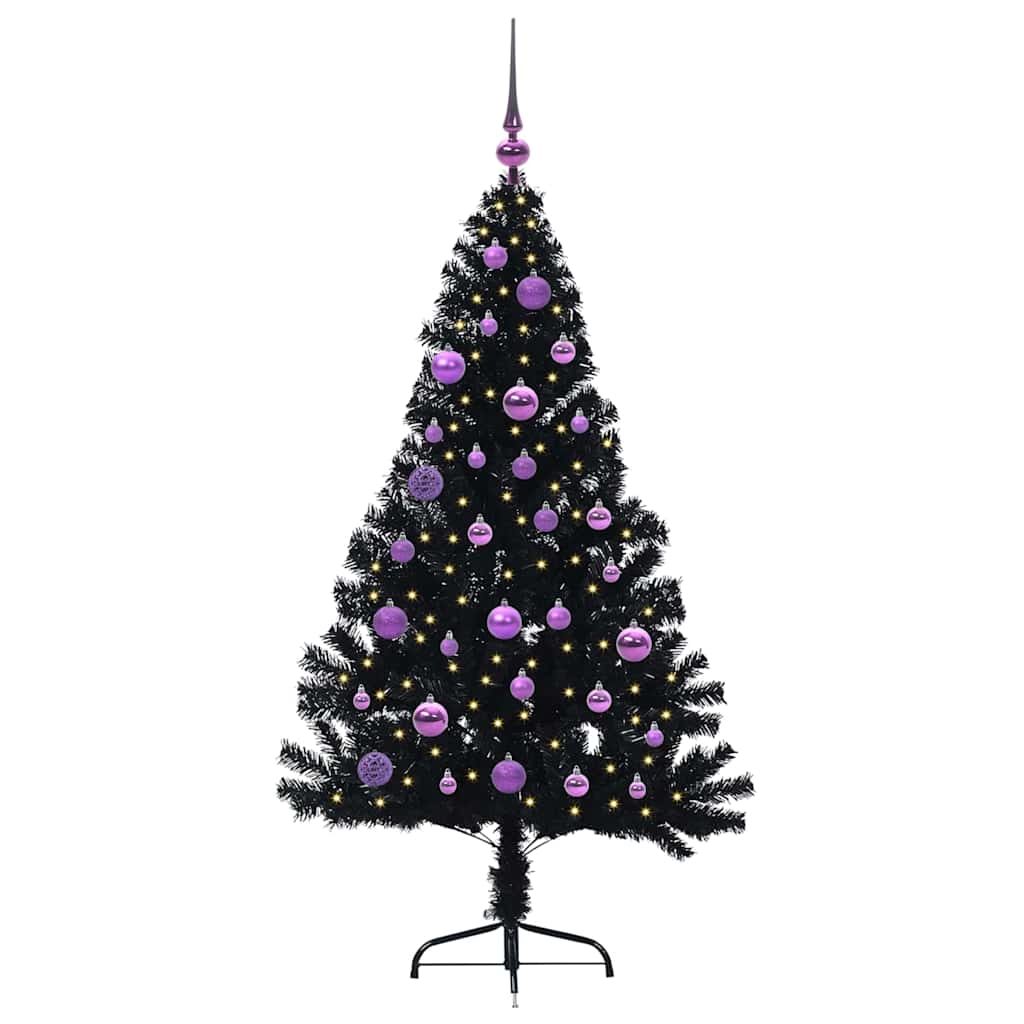 Kunstmatig Voorverlicht Kerstboom met 150 LED Zwart 150 cm PVC