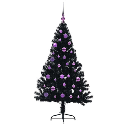Kunstmatig Voorverlicht Kerstboom met 150 LED Zwart 150 cm PVC