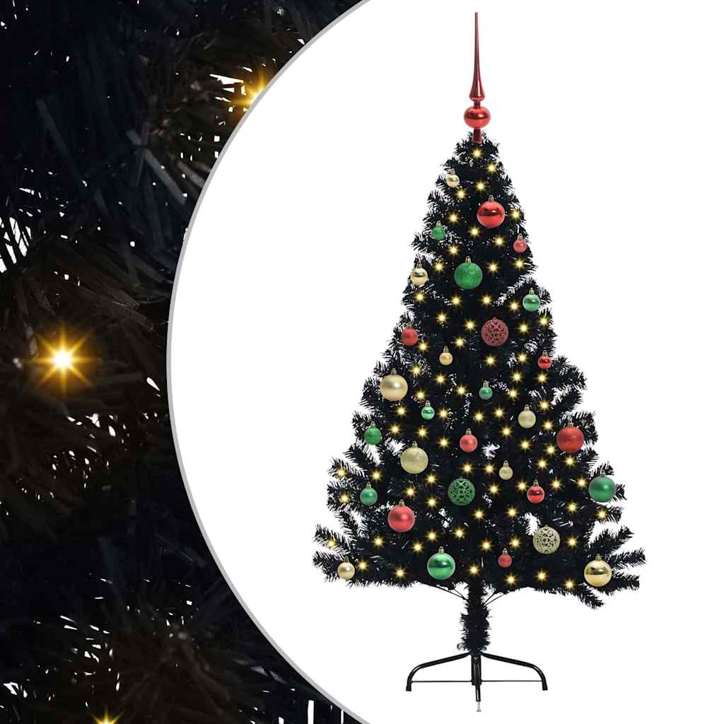 Kunstmatig Voorverlicht Kerstboom met 150 LED Zwart 150 cm PVC