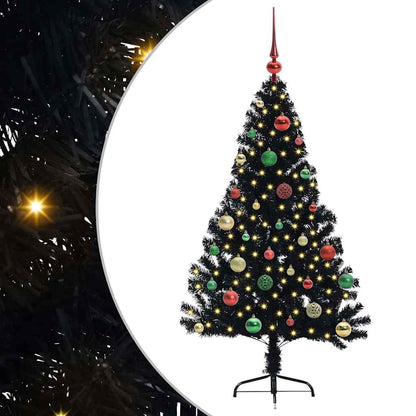 Kunstmatig Voorverlicht Kerstboom met 150 LED Zwart 150 cm PVC