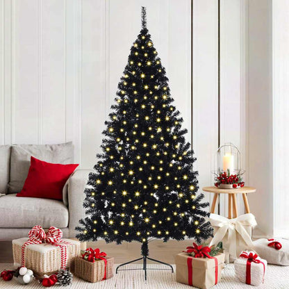 Kunstmatig Voorverlicht Kerstboom met 300 LED Zwart 180 cm PVC