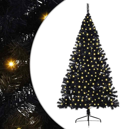 Kunstmatig Voorverlicht Kerstboom met 300 LED Zwart 180 cm PVC