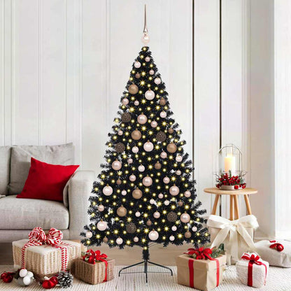 Kunstmatig Voorverlicht Kerstboom met 300 LED Zwart 180 cm PVC