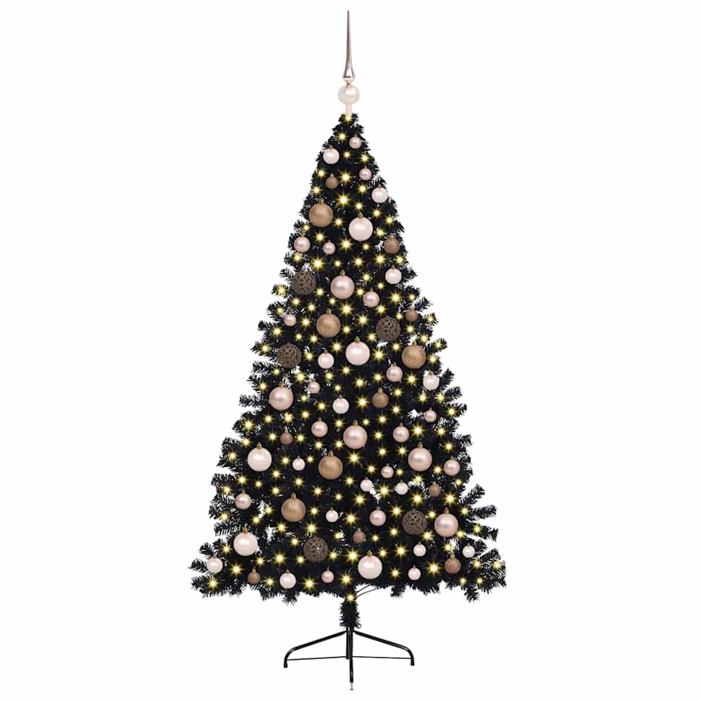 Kunstmatig Voorverlicht Kerstboom met 300 LED Zwart 180 cm PVC