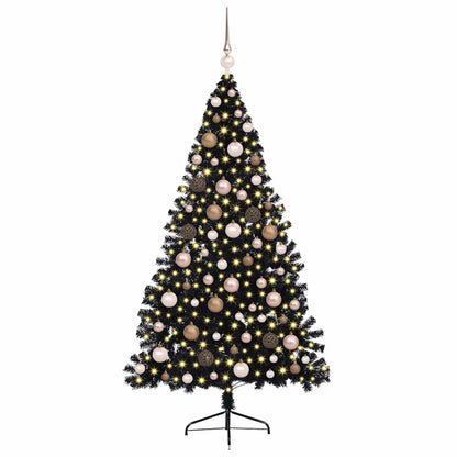 Kunstmatig Voorverlicht Kerstboom met 300 LED Zwart 180 cm PVC