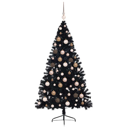 Kunstmatig Voorverlicht Kerstboom met 300 LED Zwart 180 cm PVC