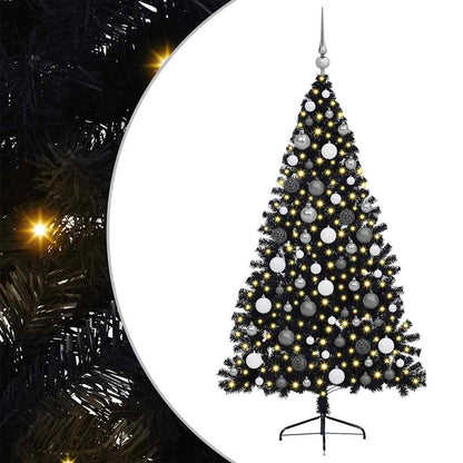 Kunstmatig Voorverlicht Kerstboom met 300 LED Zwart 180 cm PVC