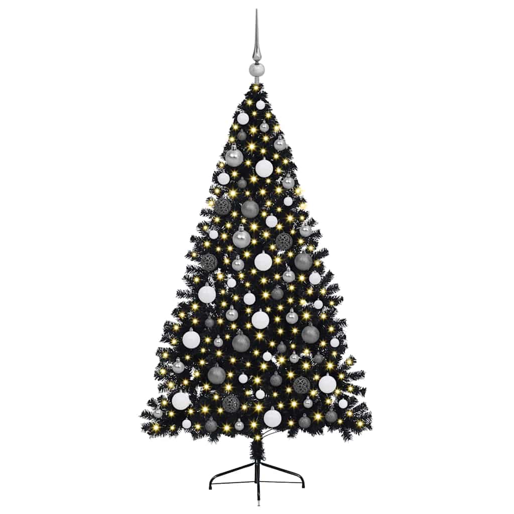 Kunstmatig Voorverlicht Kerstboom met 300 LED Zwart 180 cm PVC