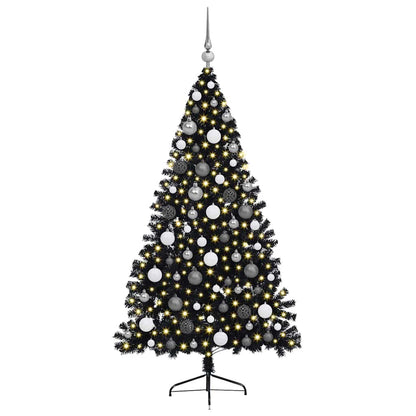 Kunstmatig Voorverlicht Kerstboom met 300 LED Zwart 180 cm PVC