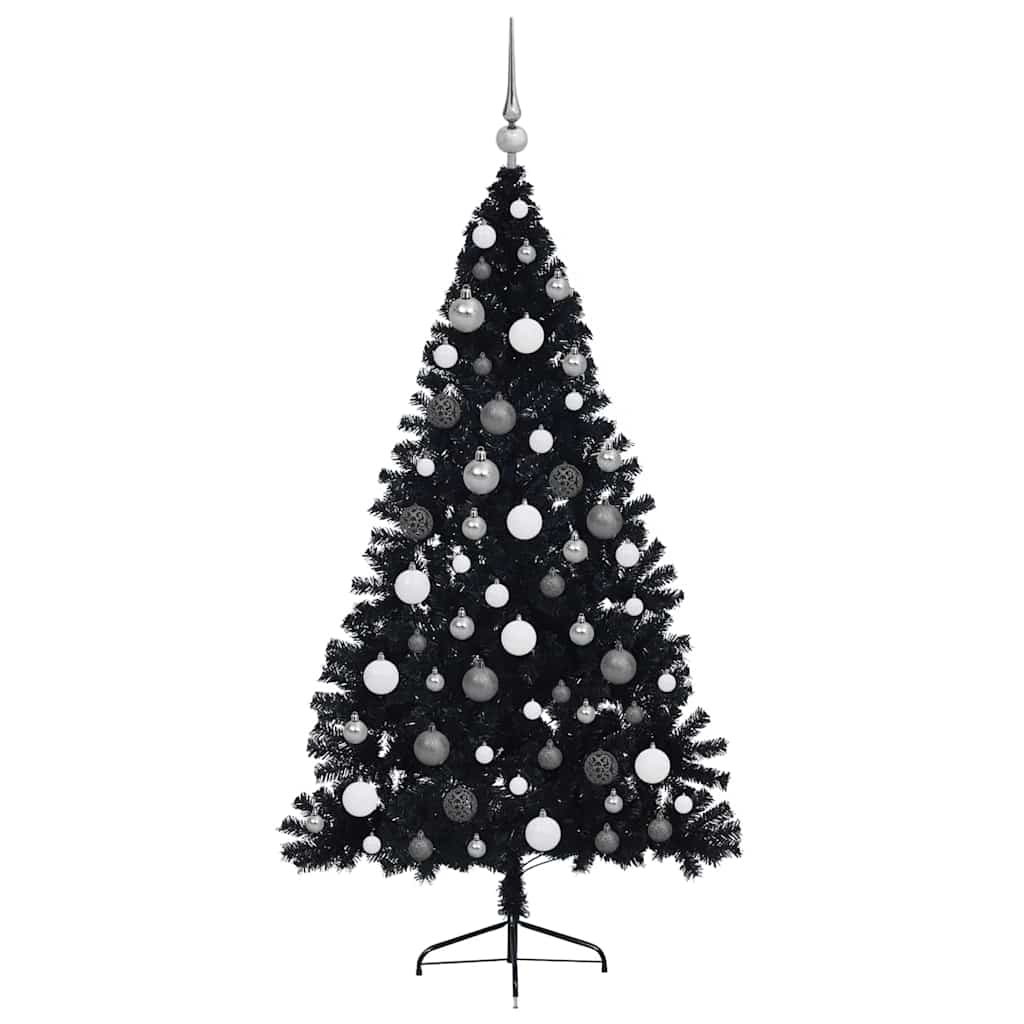 Kunstmatig Voorverlicht Kerstboom met 300 LED Zwart 180 cm PVC
