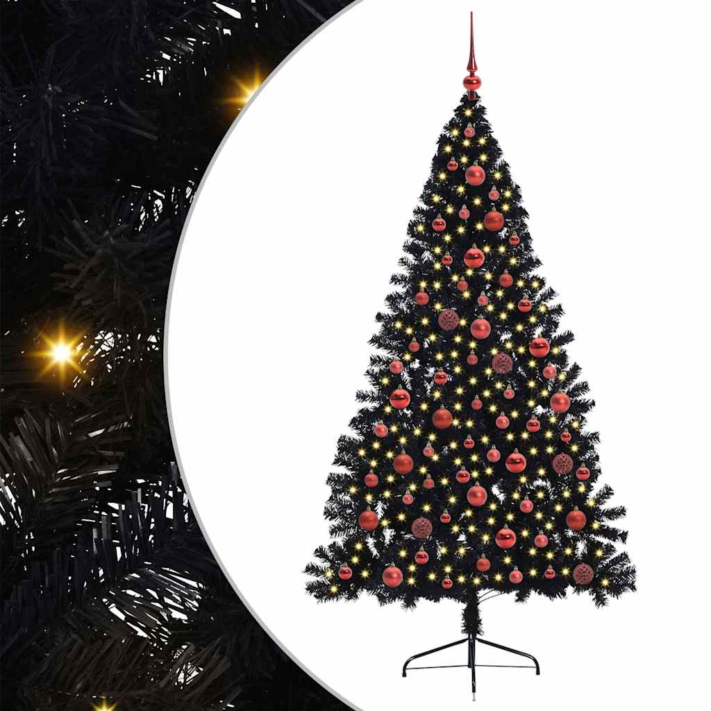 Kunstmatig Voorverlicht Kerstboom met 300 LED Zwart 180 cm PVC