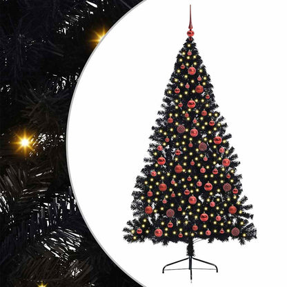Kunstmatig Voorverlicht Kerstboom met 300 LED Zwart 180 cm PVC
