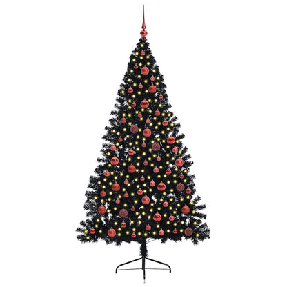 Kunstmatig Voorverlicht Kerstboom met 300 LED Zwart 180 cm PVC