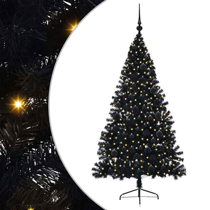 Kunstmatig Voorverlicht Kerstboom met 300 LED Zwart 180 cm PVC