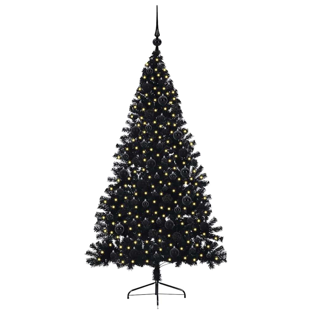 Kunstmatig Voorverlicht Kerstboom met 300 LED Zwart 180 cm PVC