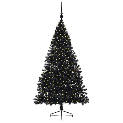 Kunstmatig Voorverlicht Kerstboom met 300 LED Zwart 180 cm PVC