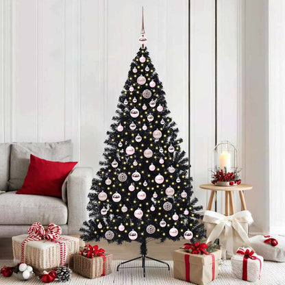 Kunstmatig Voorverlicht Kerstboom met 300 LED Zwart 180 cm PVC