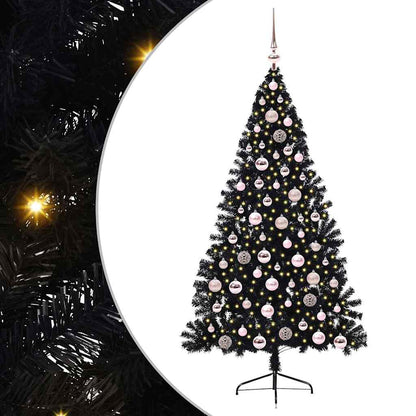 Kunstmatig Voorverlicht Kerstboom met 300 LED Zwart 180 cm PVC