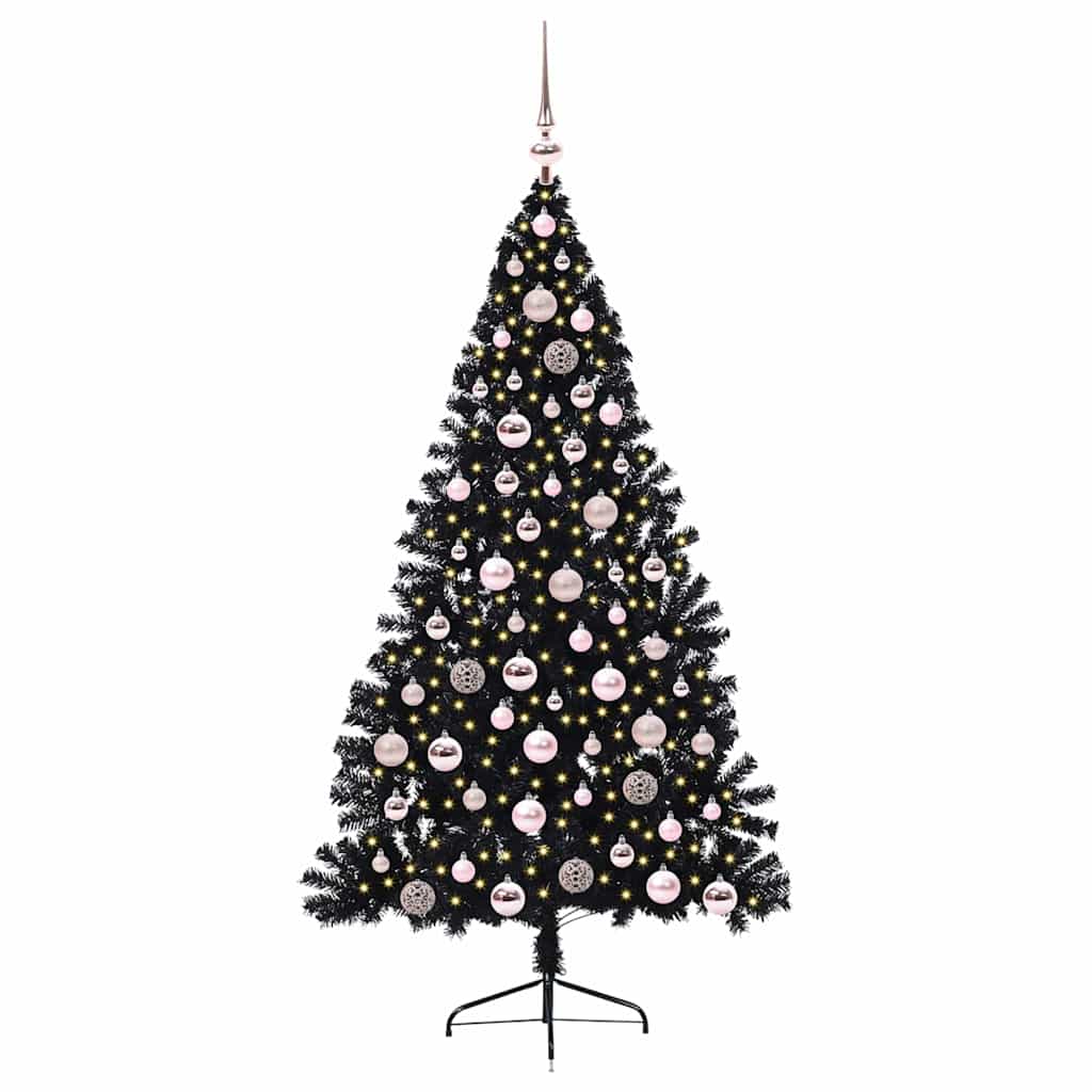 Kunstmatig Voorverlicht Kerstboom met 300 LED Zwart 180 cm PVC